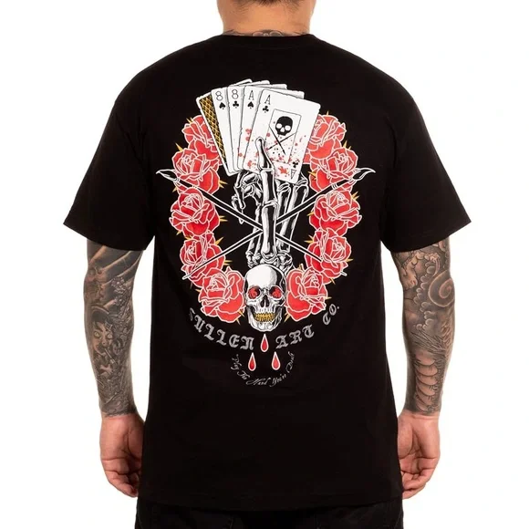 Men's Sullen Art Co Death Dealer Black Skulls Tattoo Biker Tee T-Shirt Med NWT - Picture 1 of 8